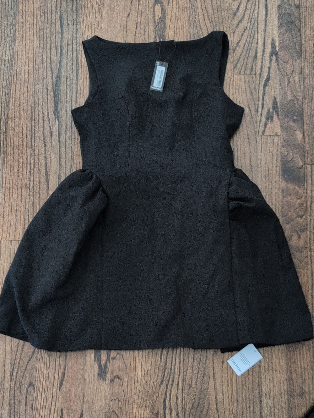Boohoo Black Sleeveless Mini Dress with Structured Skirt
